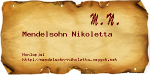 Mendelsohn Nikoletta névjegykártya